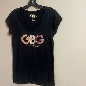 GBG Los Angeles Black Tee with Gold Accents